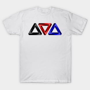 Polyamory Pride Flag Colored Twisted Triangles Optical Illusions T-Shirt